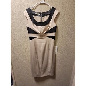 London Times Black And Tan Sleeveless Dress Size 6